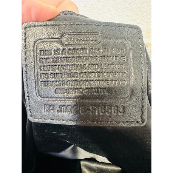 COACH Grey Black Stage Coach Horse Printed Fabric Y2K Leather Tote Handbag - Picture 14 of 15